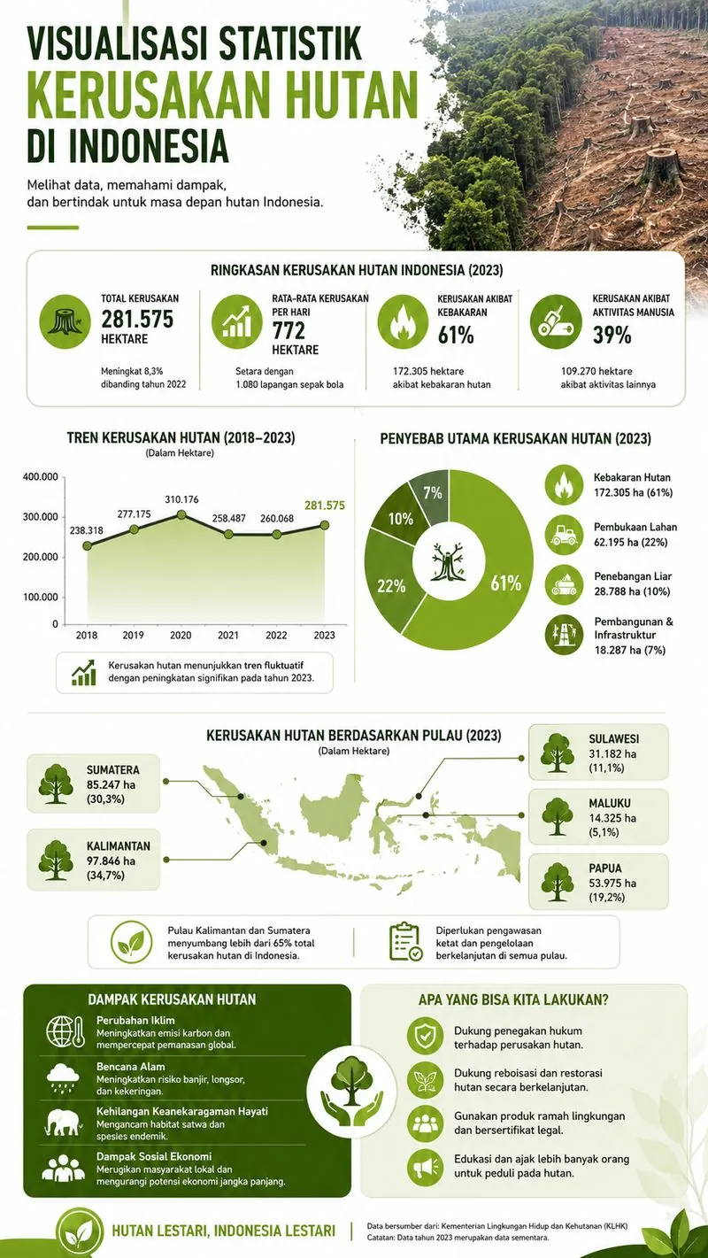 Infografis Kerusakan Hutan di Indonesia — dibuat otomatis Mantra Foto