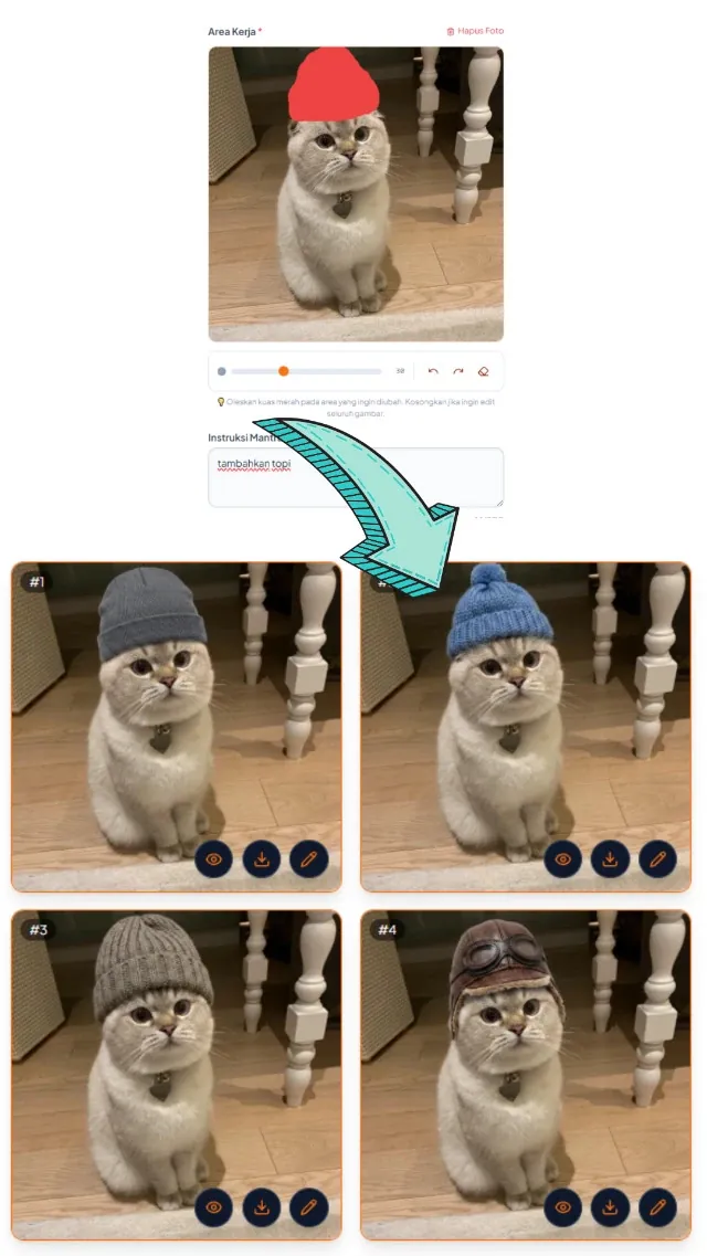 Kuas Ajaib — input & hasil AI