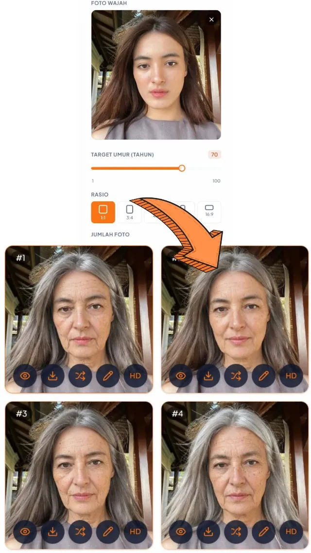Simulasi Umur — input & hasil AI